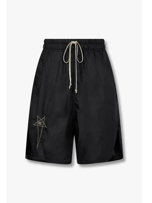 MEN CHAMPION Drawstring embroidered nylon shorts black - RICK OWENS - BALAAN 1