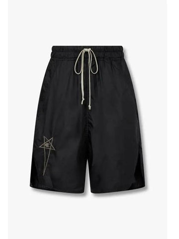 MEN CHAMPION Drawstring embroidered nylon shorts black - RICK OWENS - BALAAN 1