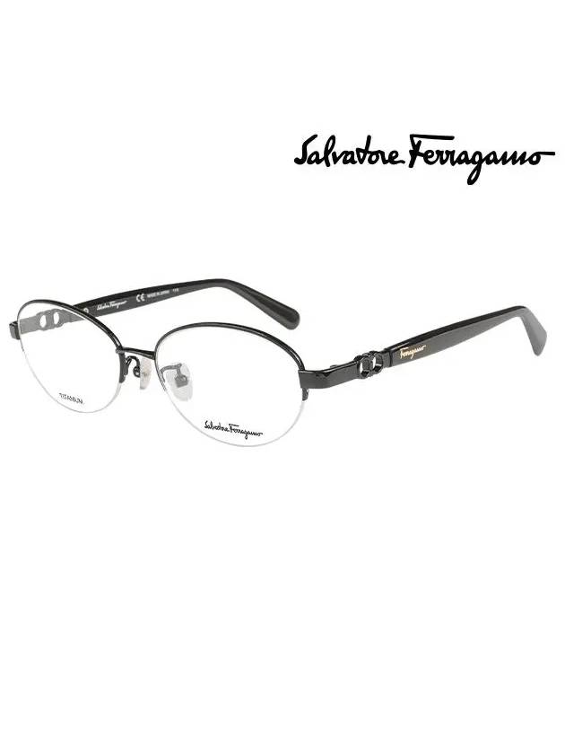 Oval Titanium Eyeglasses Black - SALVATORE FERRAGAMO - BALAAN 3