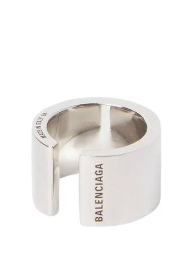 Women's Garage Engraved Logo Ring Silver - BALENCIAGA - BALAAN 2