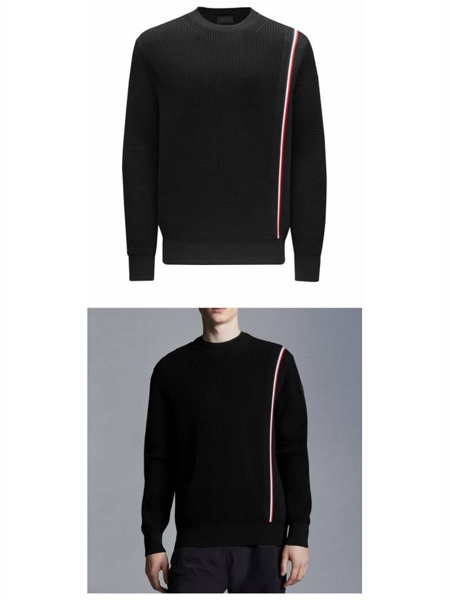 Tricolor Crew Neck Knit Top Black - MONCLER - BALAAN 6