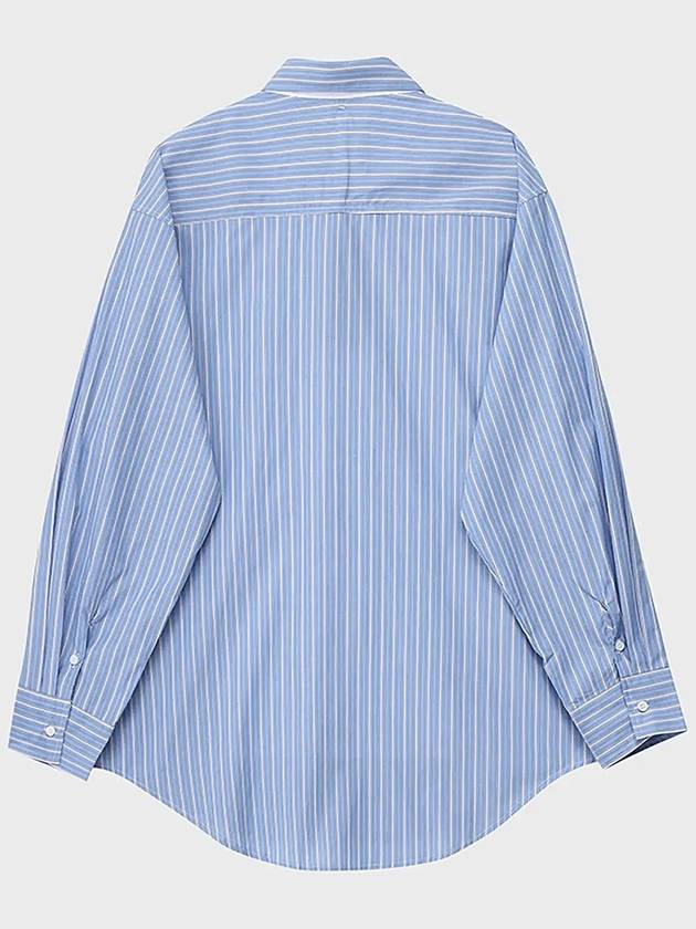 Layered double collar striped shirt blue - NOIRER - BALAAN 3