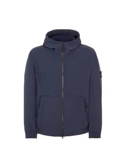 Men's Wappen Patch Softshell Zip Up Hoodie Navy - STONE ISLAND - BALAAN 2