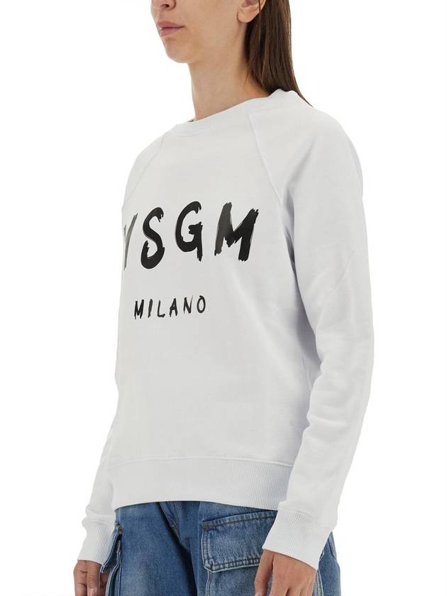 Women's Brushed Logo Crew Neck Sweatshirt White - MSGM - BALAAN 5