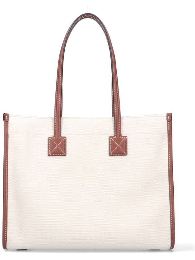 Freya Small Canvas Leather Tote Bag Natural Tan - BURBERRY - BALAAN 5