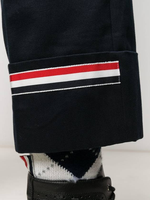 Men's Turn-up Twirled Straight Pants Black - THOM BROWNE - BALAAN.