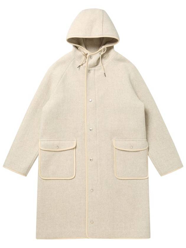 Premium Cashmere Blended Hooded Single Coat Ivory - SOLEW - BALAAN 2