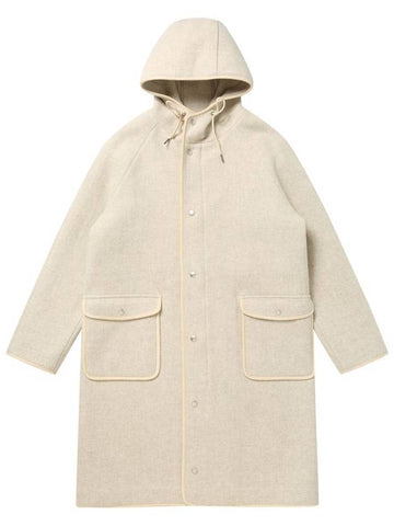 Men's Premium Cashmere Blended Hooded Coat Ivory SW23IHCO06IV - SOLEW - BALAAN 1