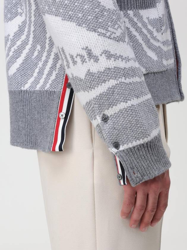 Wave Print Knit Cardigan Grey - THOM BROWNE - BALAAN 6