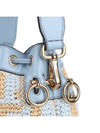 Mon Tresor FF Logo Raffia Small Bucket Bag Blue - FENDI - BALAAN 9