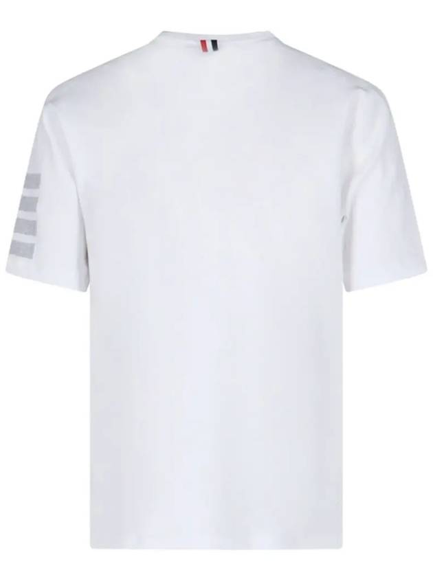 4-Bar Striped Cotton Short Sleeve T-Shirt White - THOM BROWNE - BALAAN 4