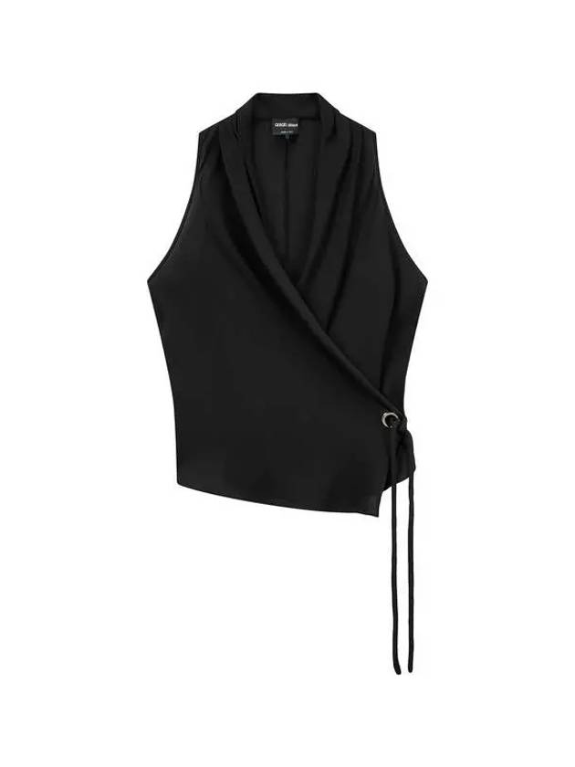 Women s Cross String Silk Top Black - GIORGIO ARMANI - BALAAN 1