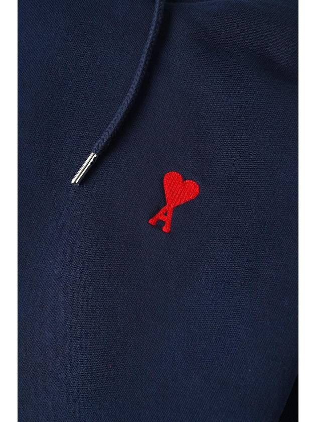 Small Heart Logo Cotton Hoodie Blue - AMI - BALAAN 3