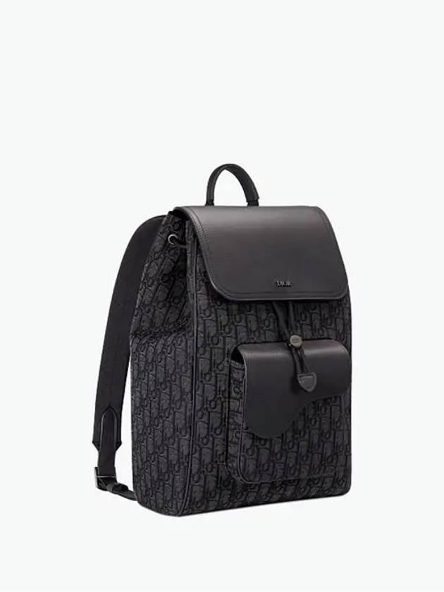 Saddle Oblique Jacquard Calfskin Backpack Black - DIOR - BALAAN 3