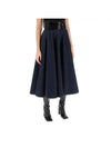 Leather Belt Denim A-Line Skirt Blue - ALAIA - BALAAN 3