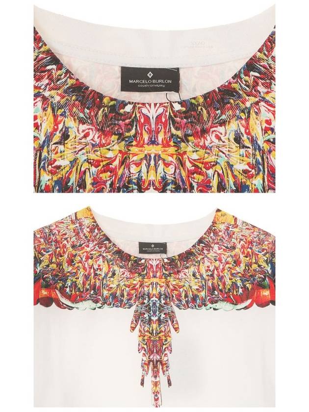 Multicolor Wings Round Long Sleeve T-Shirt White - MARCELO BURLON - BALAAN 7