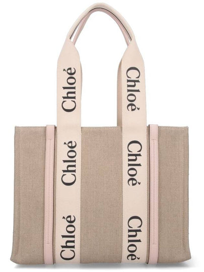 Woody Canvas Medium Tote Bag Cement Pink - CHLOE - BALAAN 2