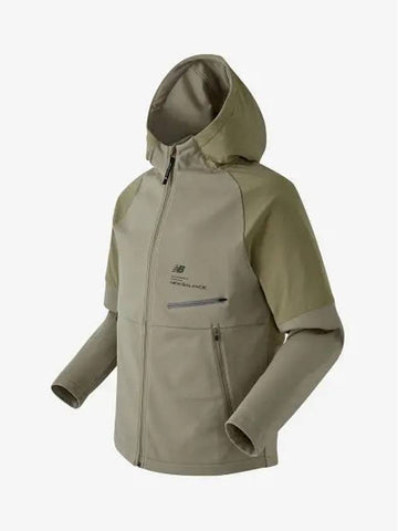 NBMDC41333 UNI brushed training hooded zip up jacket KHAKI - NEW BALANCE - BALAAN 1