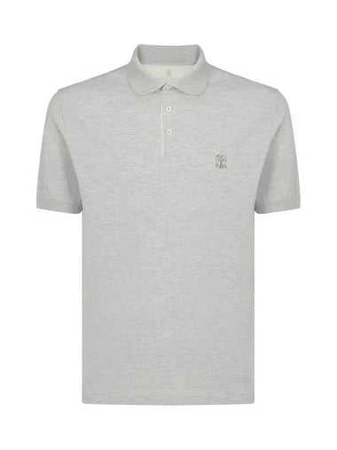 Mini Logo Short Sleeve Polo Shirt Grey - BRUNELLO CUCINELLI - BALAAN 1