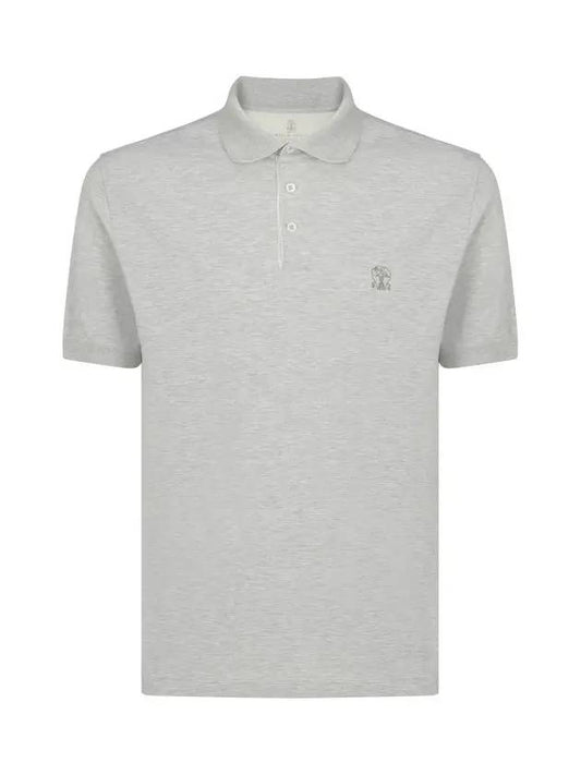 Mini Logo Short Sleeve Polo Shirt Grey - BRUNELLO CUCINELLI - BALAAN 1