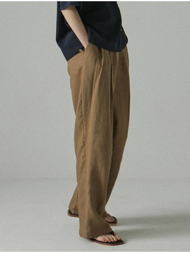 linen pintuck long slacks_BROWN - ARIFF - BALAAN 1