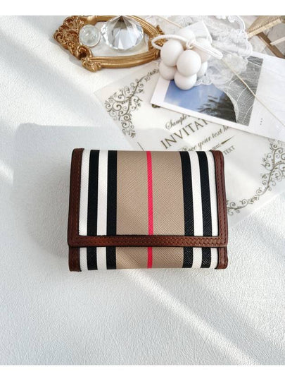 Lancaster Striped Half Wallet Tan - BURBERRY - BALAAN 2