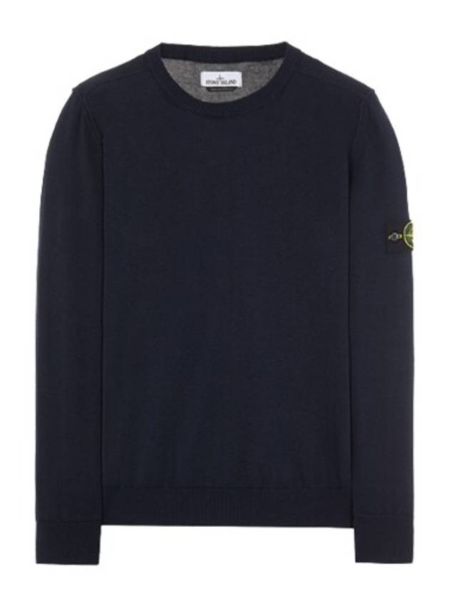 Wappen Patch Crew Neck Soft Cotton Knit Top Navy - STONE ISLAND - BALAAN 2