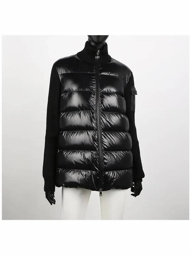 Padded Wool Cardigan Black - MONCLER - BALAAN 3