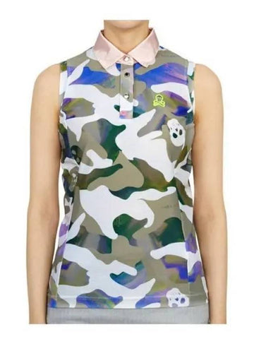 Women s Gauge Quartz Camouflage Sleeveless T Shirt Gray Pink MLW 2B AP10 - MARK & LONA - BALAAN 1