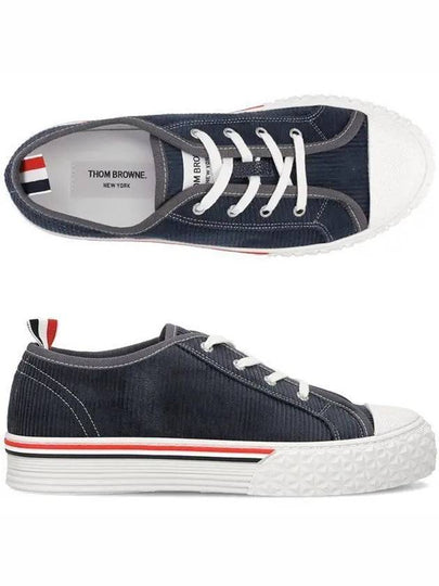 Men's RWB Sole Cotton Low Top Sneakers Navy - THOM BROWNE - BALAAN 2