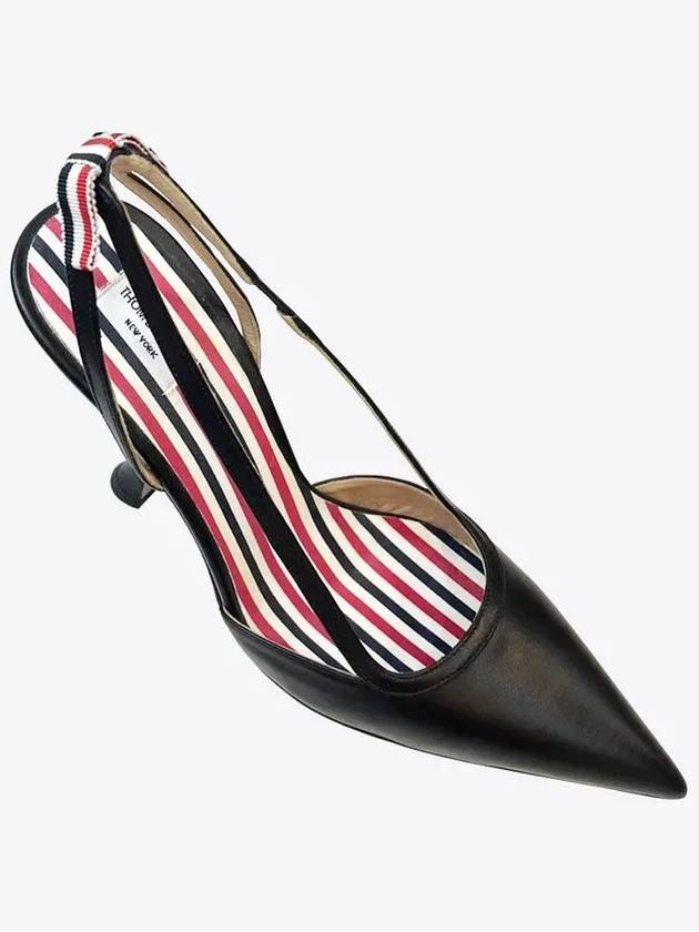 Women's Two-Tone 75mm Mule Heel Slingback Heel Black - THOM BROWNE - BALAAN 4