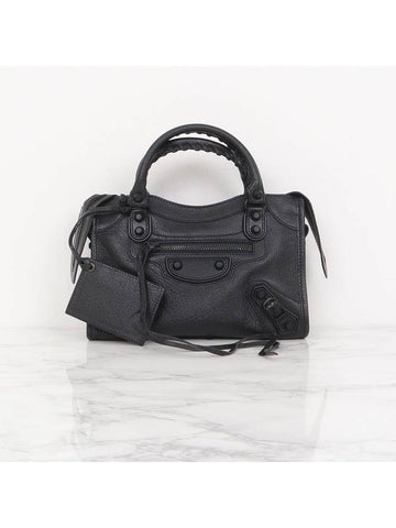 Black matte mini city motor bag goat skin 390160 - BALENCIAGA - BALAAN 1