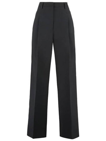 High Waist Wool Wide Pants Black - BURBERRY - BALAAN 1