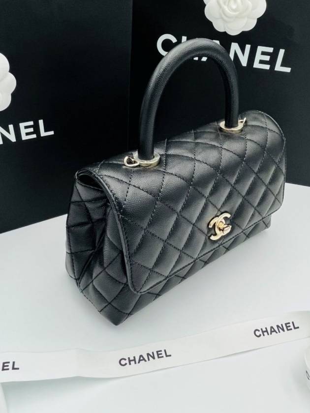 Coco Handle Caviar Gold Small Tote Bag Black - CHANEL - BALAAN 10