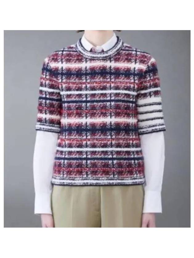 4 Bar Crew Neck Merino Mohair Knit Top Red - THOM BROWNE - BALAAN 2