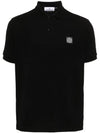 Compass Patch Short Sleeve Polo Shirt Black - STONE ISLAND - BALAAN 2