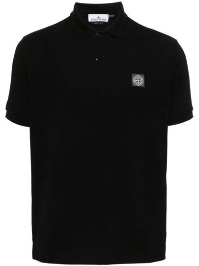 Compass Patch Short Sleeve Polo Shirt Black - STONE ISLAND - BALAAN 2