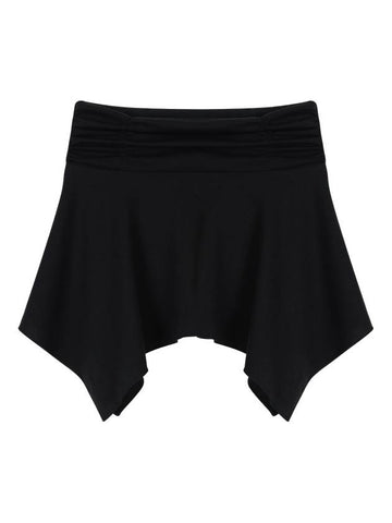 Cotton Flare Mini Unbalanced Skirt Black - ITZAVIBE - BALAAN 1