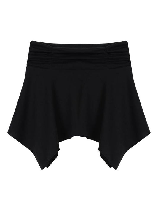 Cotton Flare Mini Unbalanced Skirt Black - ITZAVIBE - BALAAN 1