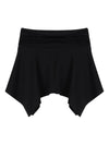 Cotton Flare Mini Unbalanced Skirt Black - ITZAVIBE - BALAAN 1