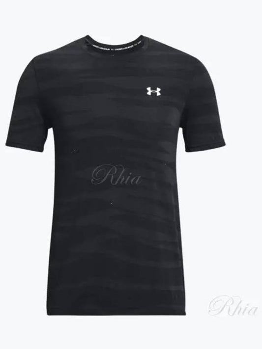 Men's Seamless Wave Short Sleeved T-Shirt Black - UNDER ARMOUR - BALAAN 2