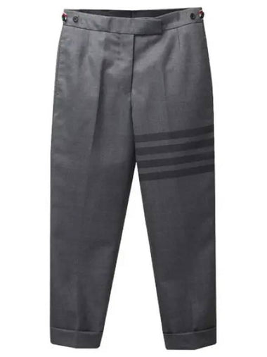 Diagonal striped low rise skinny fit twill wool pants - THOM BROWNE - BALAAN 1