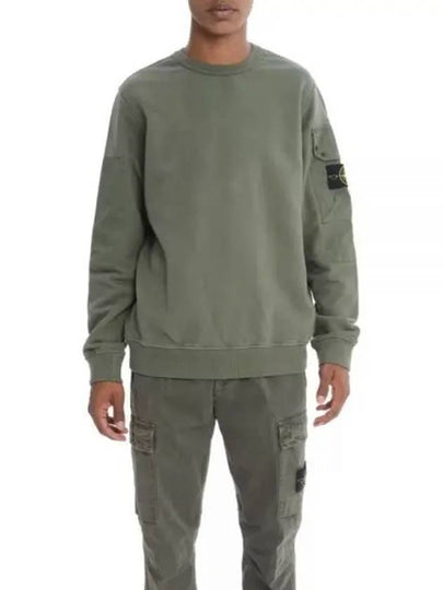 Brushed Organic Cotton Fleece Sweatshirt Green - STONE ISLAND - BALAAN 2