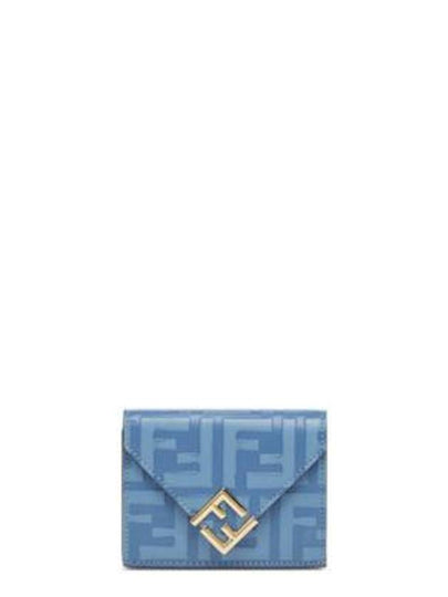 FF Diamonds Leather Half Wallet Light Blue - FENDI - BALAAN 2