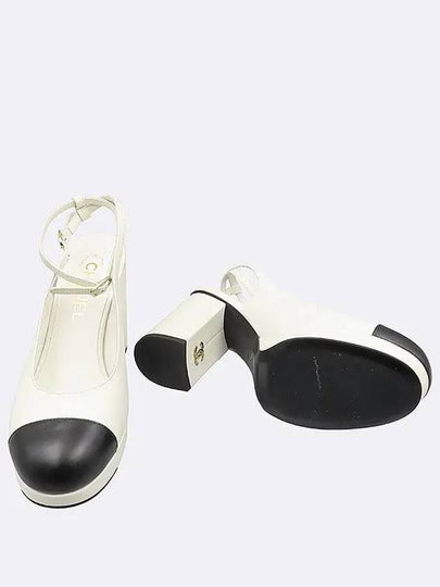 G45312 White Color Leather Slingback Women s Shoes Size 38 - CHANEL - BALAAN 2