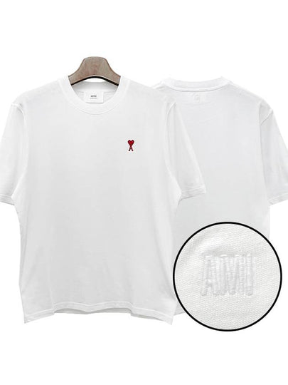 Small Heart Logo Boxy Fit Short Sleeve T-Shirt White - AMI - BALAAN 2