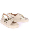 Gold Logo Leather Sandals White - GUCCI - BALAAN 2