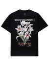 Flower Print Short Sleeve T-Shirt Black - WOOYOUNGMI - BALAAN 2