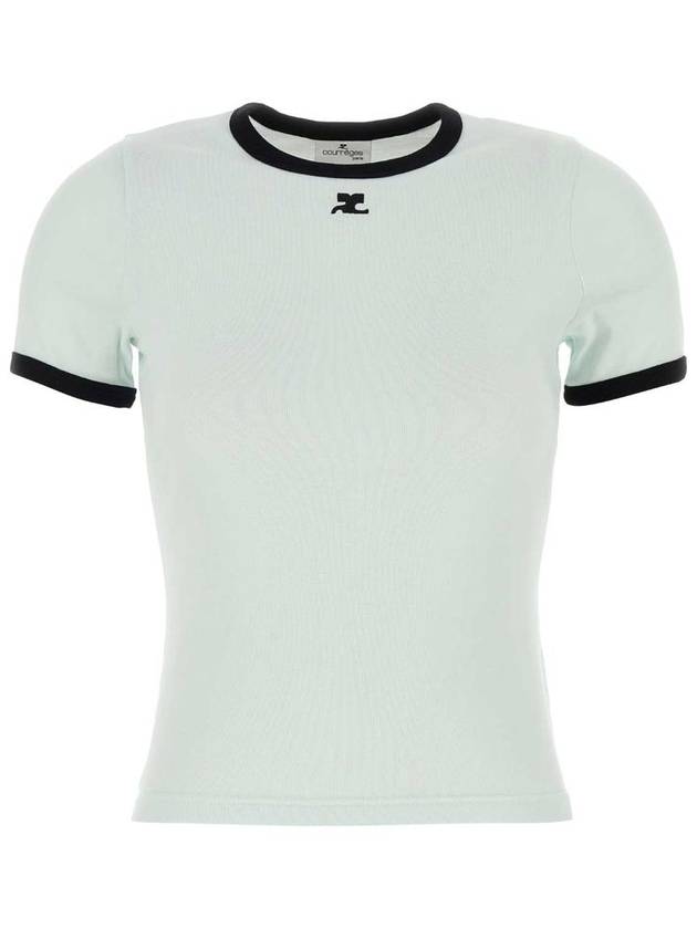 Contrast Trimming Logo Patch Short Sleeve T-Shirt White - COURREGES - BALAAN 2