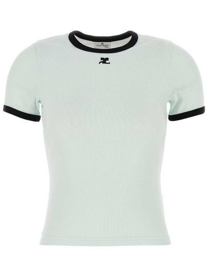 Contrast Trimming Logo Patch Short Sleeve T-Shirt White - COURREGES - BALAAN 2